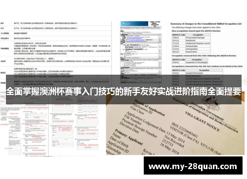 全面掌握澳洲杯赛事入门技巧的新手友好实战进阶指南全面提要